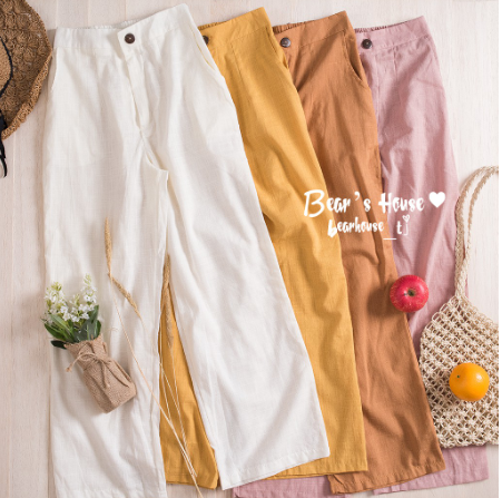 กางเกงขายาว ผ้าลินิน ใส่สบาย